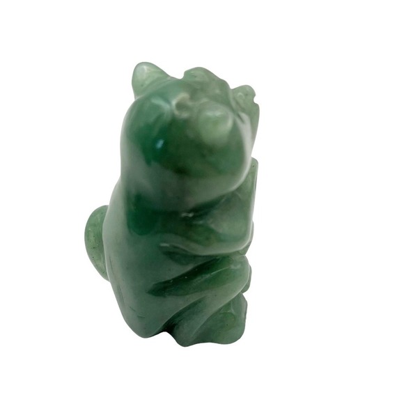 Set of 2 Polished Stone Bear Dog Figurines Sitting Green Mini Size 2 in Tall - Picture 3 of 12